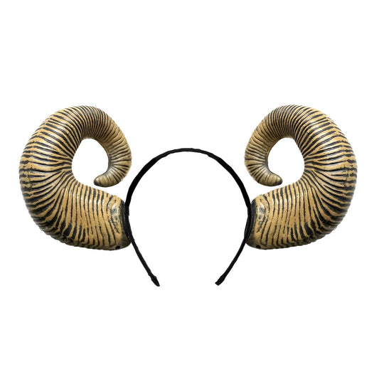 Brown Ram Horms Adult Costume Headband