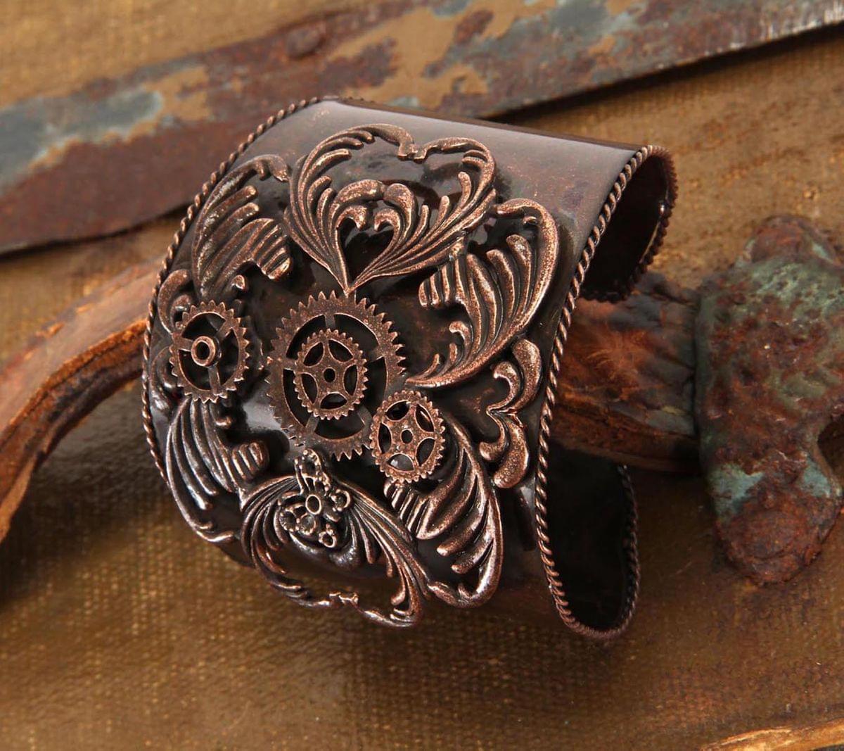Steampunk Antique Copper Costume Jewelry Cuff Adult One Size