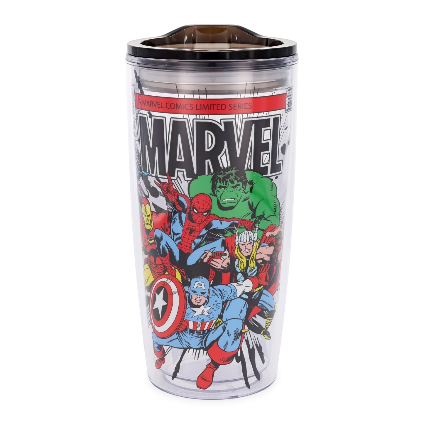 Marvel Comics Retro Plastic Travel Tumbler With Lid | Holds 20 Ounces