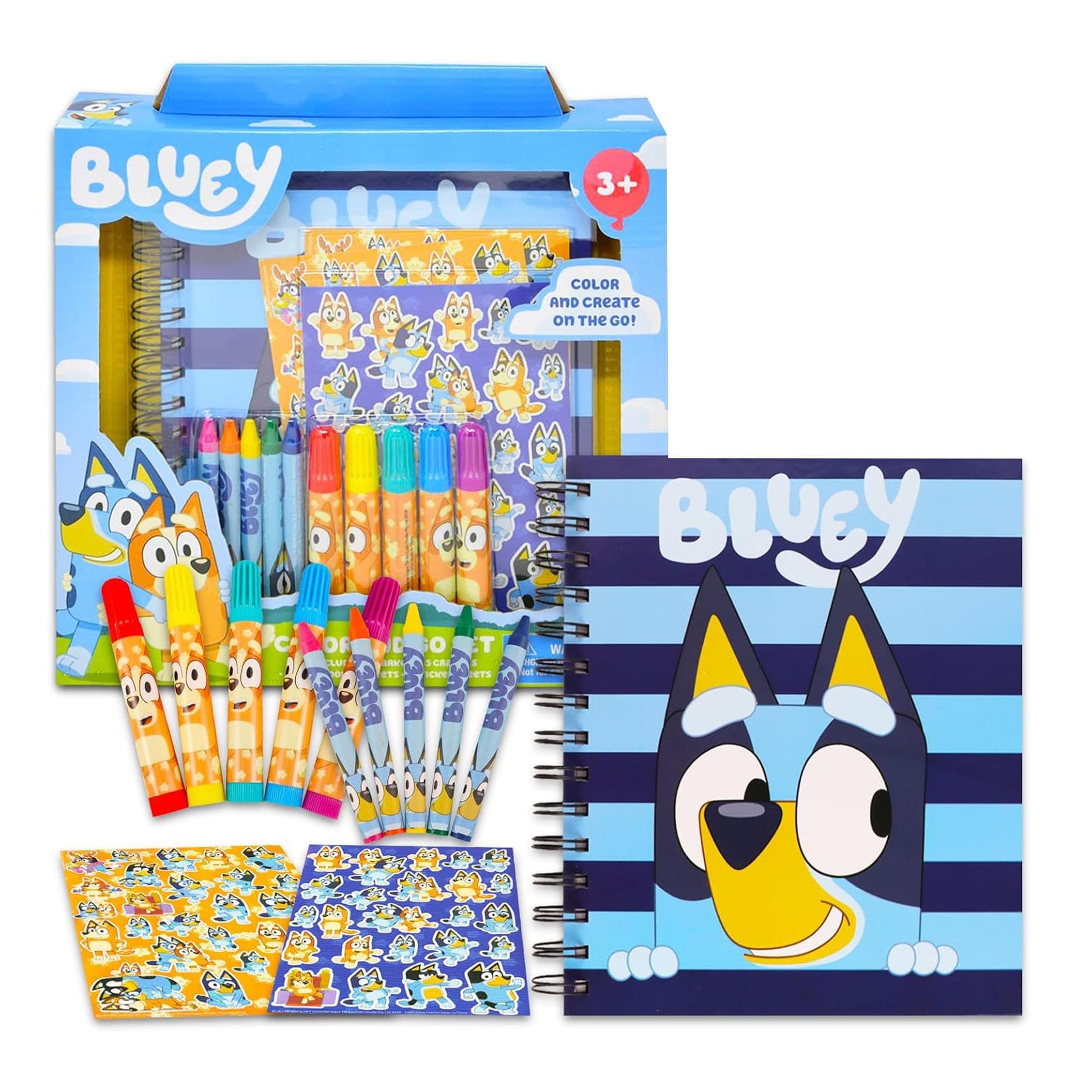 Bluey Art Set | Sketchbook, Crayons, Markers, More