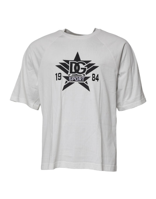 White DG Sport Crew Neck Short Sleeve T-shirt