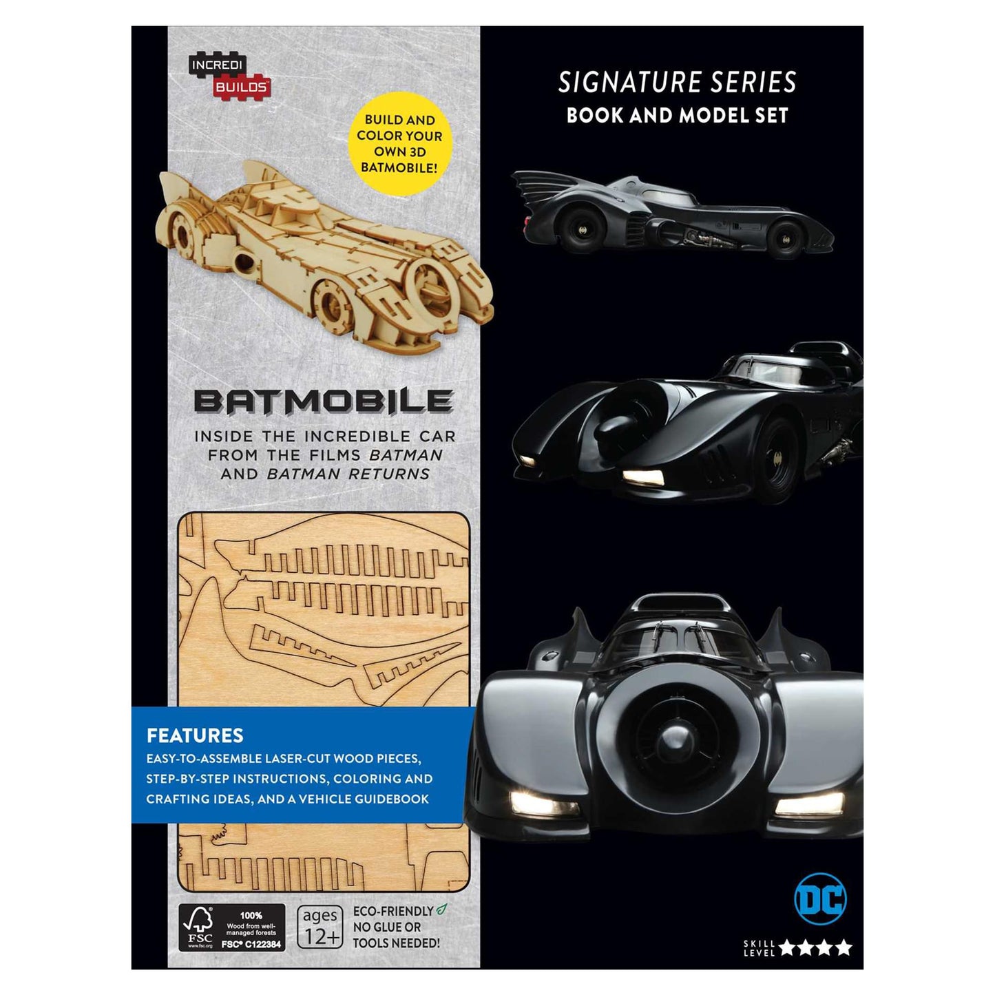 DC Comics Incredibuilds Batmobile 3D Wood Model and Book