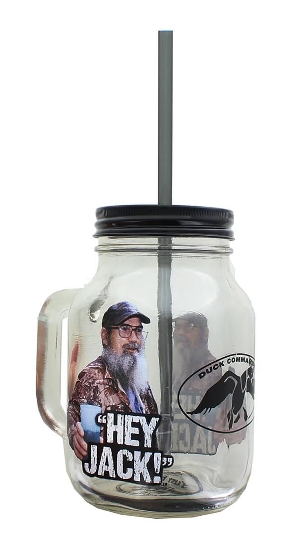 Duck Commander Hey Jack Clear Mason Jar w/ Straw & Lid