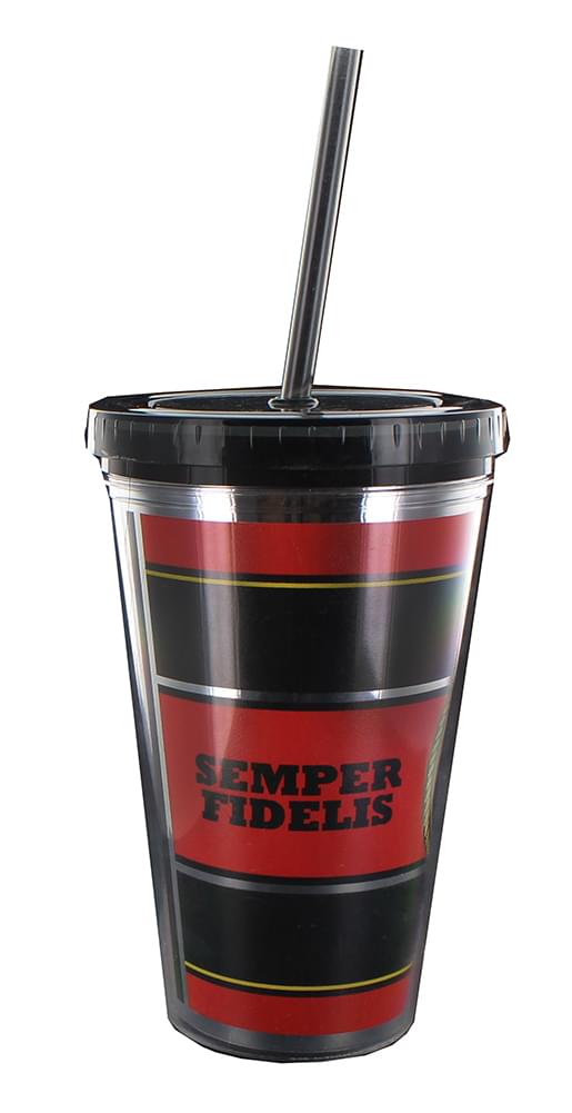 U.S. Marine Corps "Semper Fidelis" 16oz Carnival Cup w/ Straw
