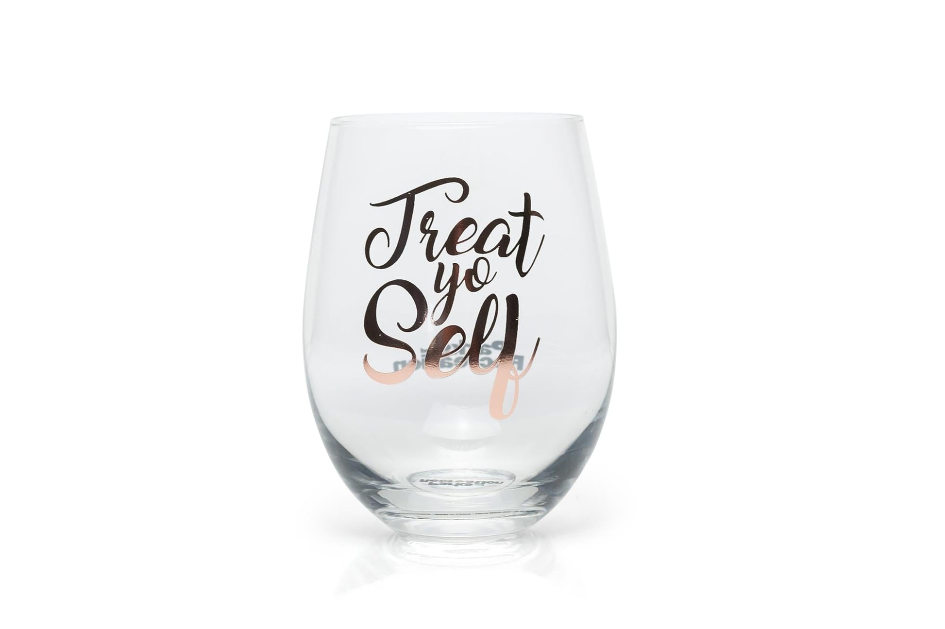 Parks and Recreation Treat Yo Self Stemless Wine Glass | Pink