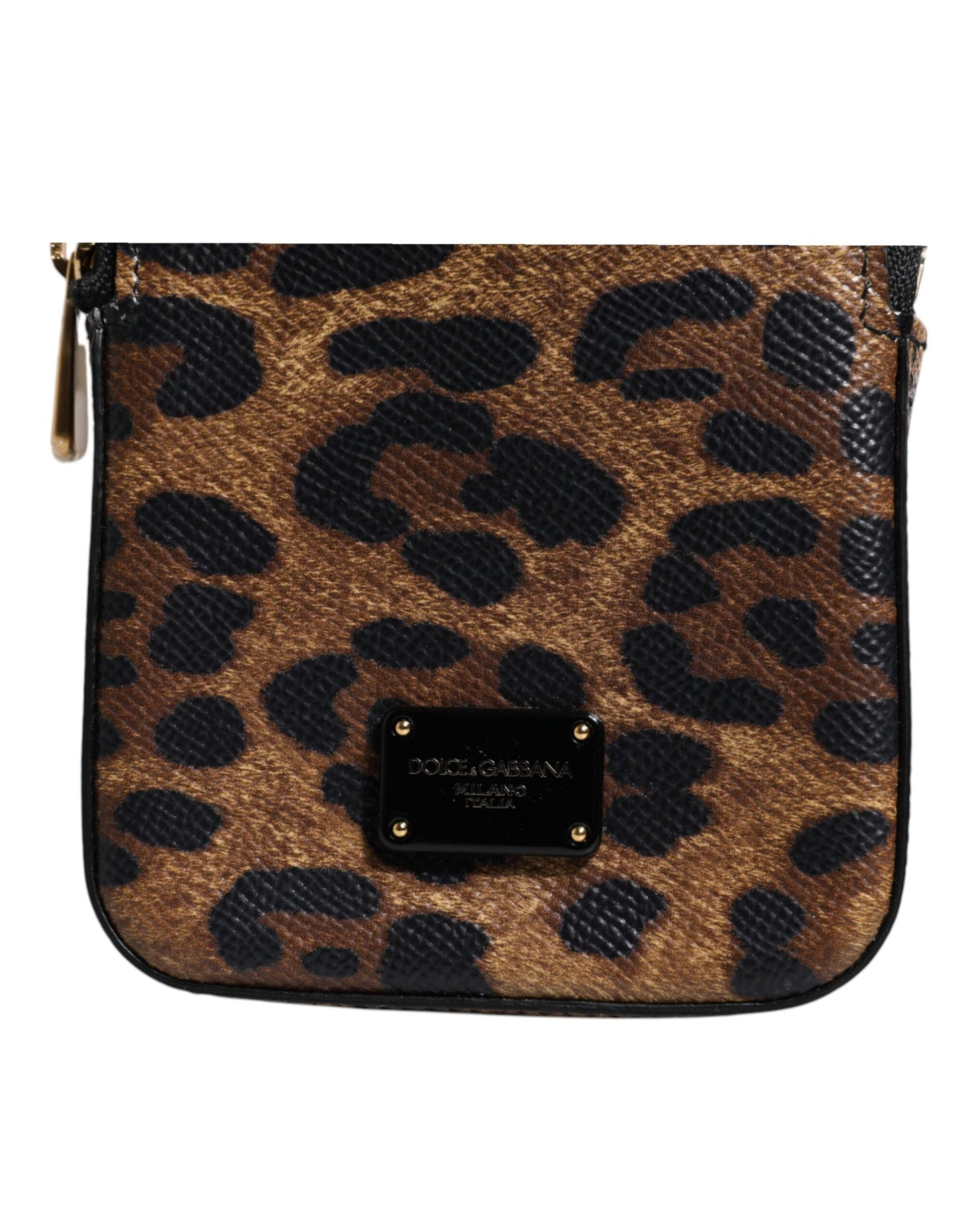 Brown Leopard Print Dauphine Leather Zip Around Wallet