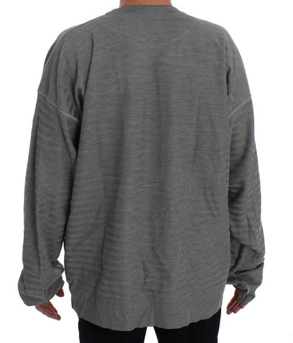 Gray Crewneck Pullover Silk Sweater