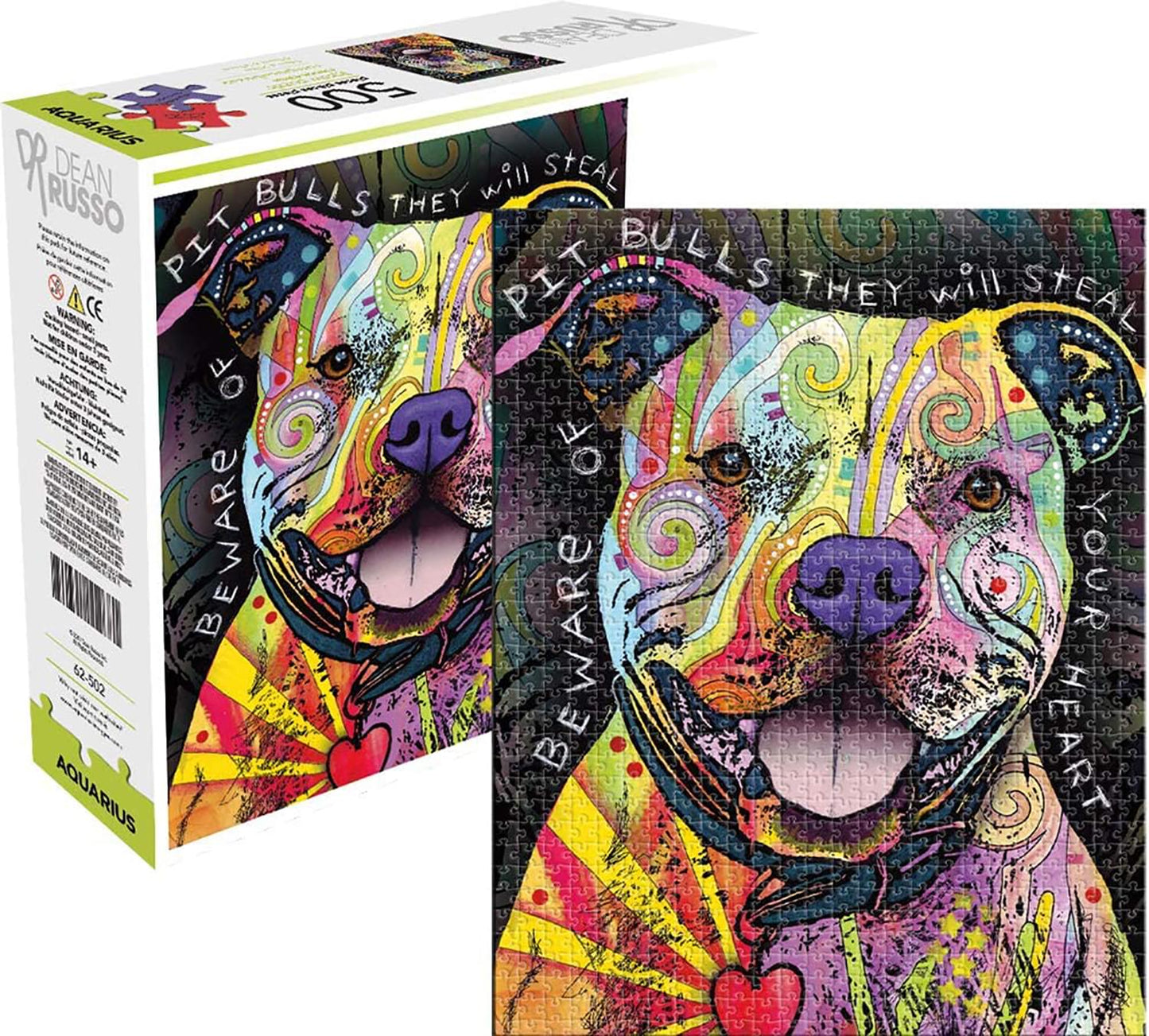 Dean Russo Beware Pit Bull 500 Piece Jigsaw Puzzle