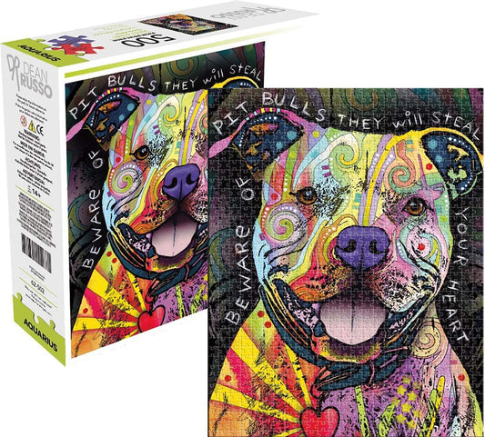 Dean Russo Beware Pit Bull 500 Piece Jigsaw Puzzle