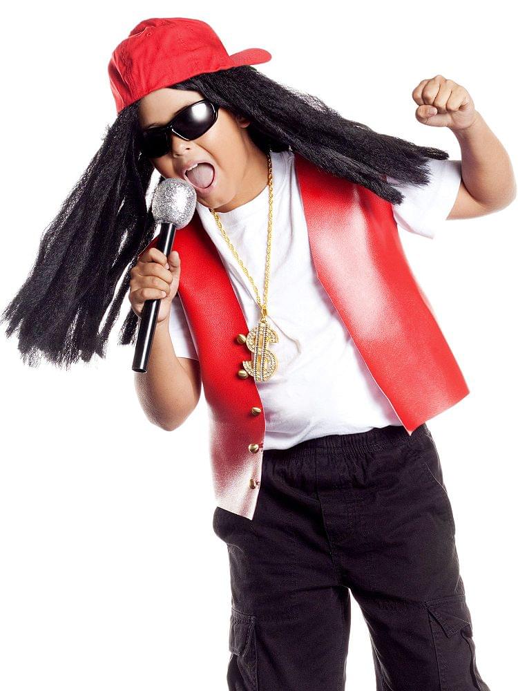 Hip Hop Star Costume Hat & Wig Child One Size