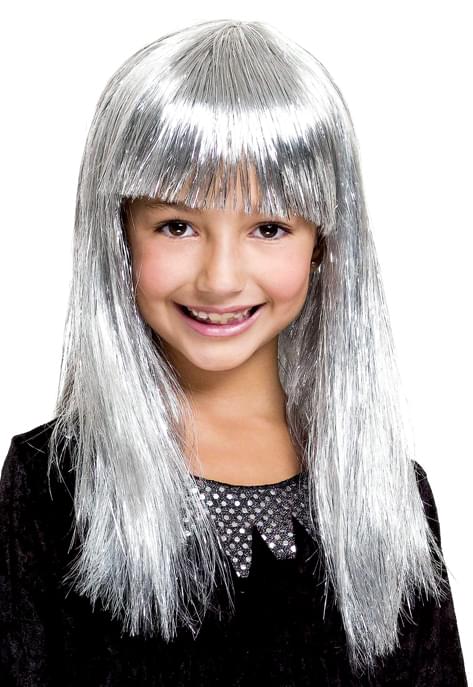 Glitzy Glamour Bob Silver Child Costume Wig One Size