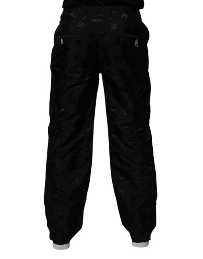 Black Logo Monogram Straight Pants