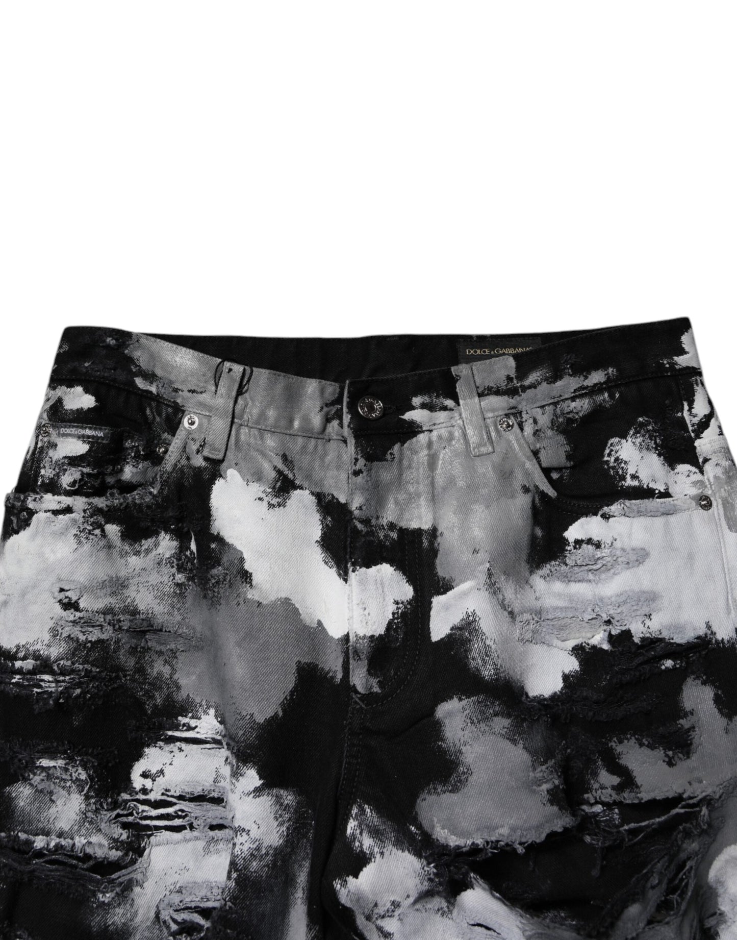 Multicolor Camouflage Tattered Skinny Denim Jeans