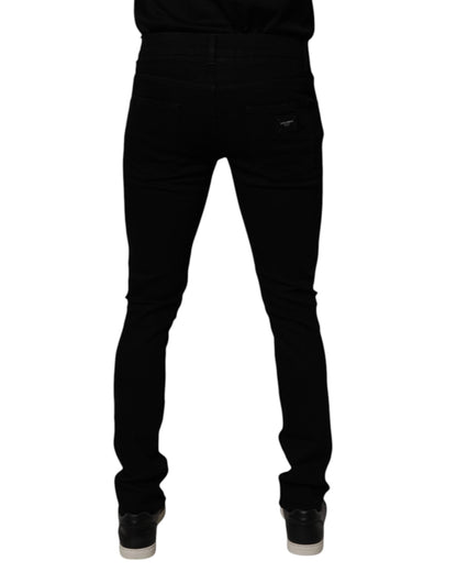Black Cotton Stretch Skinny Men Denim Jeans