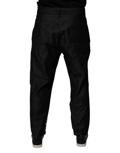 Black Bandana Cotton Skinny Denim Jeans