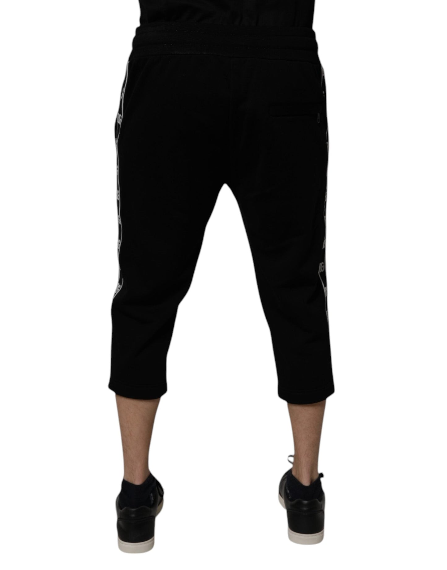 Black Cotton Blend Cropped Sweatpants Pants