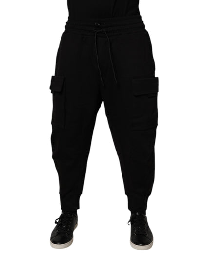 Black Cotton Men Cargo Jogger Sweatpants Pants