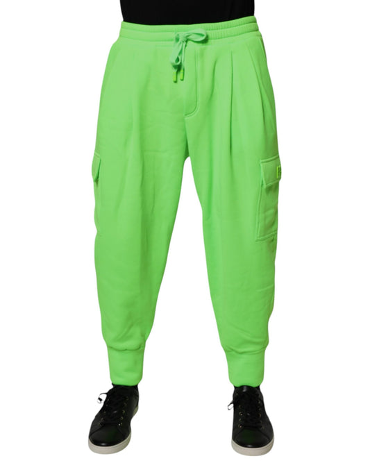 Neon Green Cargo Jogger Men Sweatpants Pants