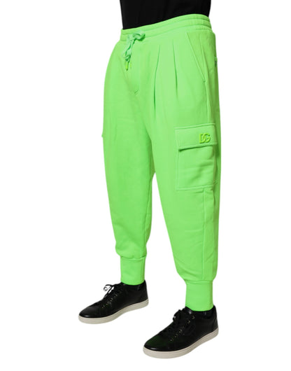 Neon Green Cargo Jogger Men Sweatpants Pants