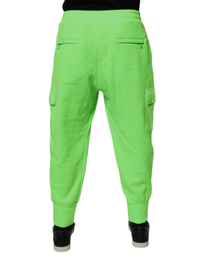 Neon Green Cargo Jogger Men Sweatpants Pants