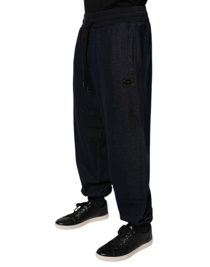 Black Jacquard Cotton Jogger Sweatpants Pants