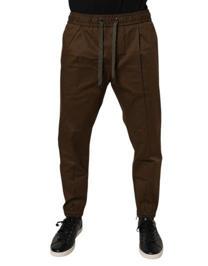 Brown Cotton Stretch Jogger Sweatpants Pants