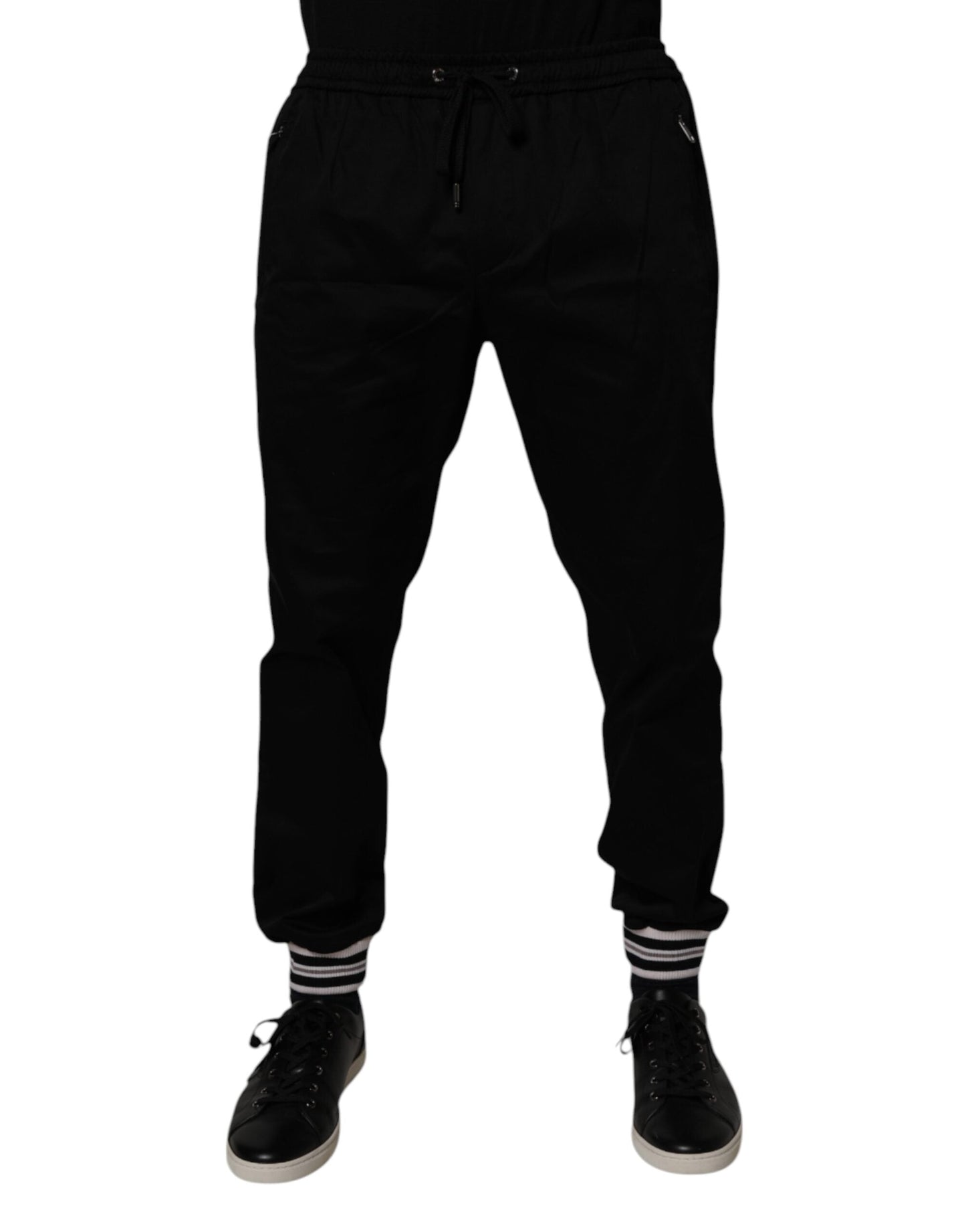 Black Cotton Stretch Jogger Sweatpants Pants