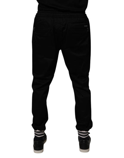 Black Cotton Stretch Jogger Sweatpants Pants