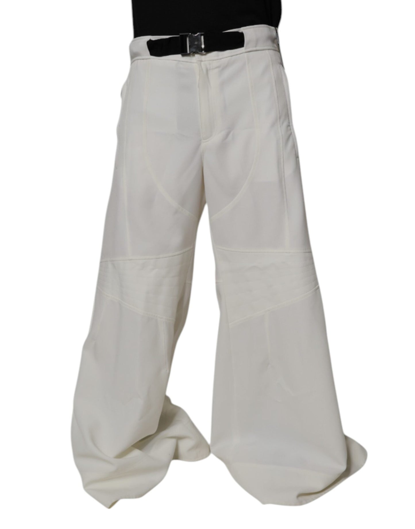 White Mid Waist Wide Leg Pants