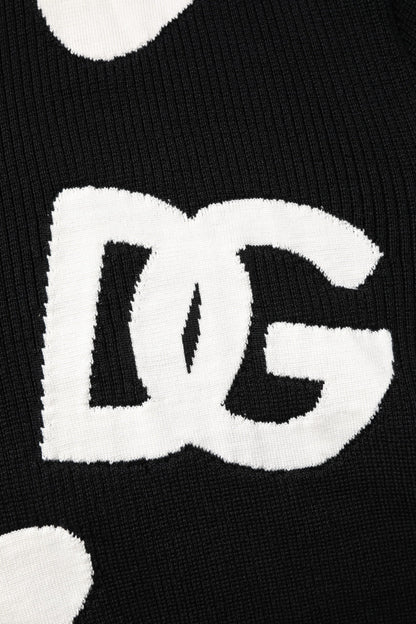 Black Hearts Silk Crew Neck Pullover Sweater