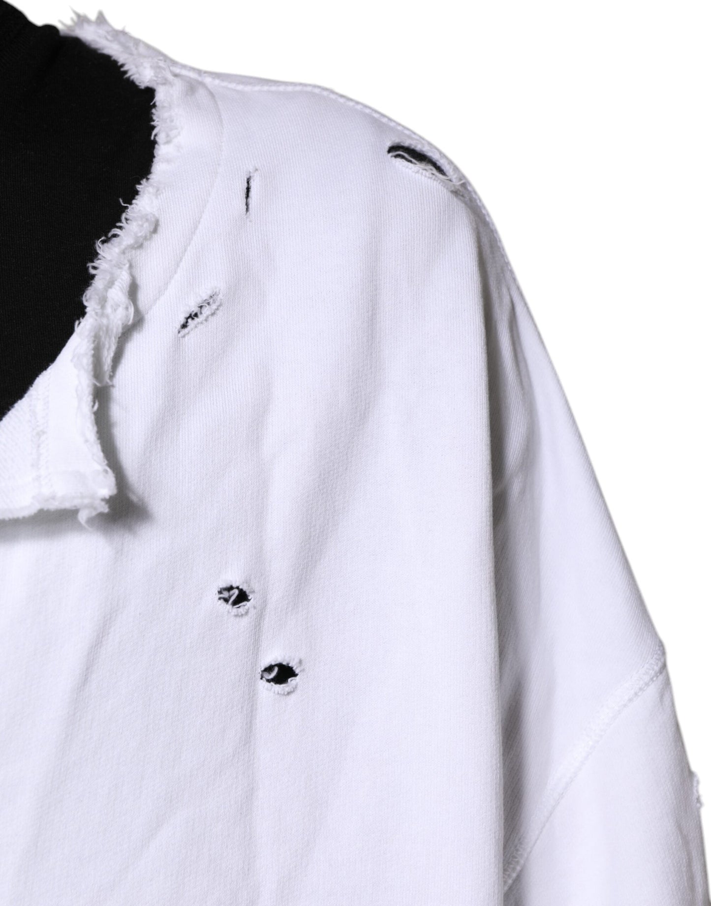 White Cotton Men Pullover Sweatshirt Sweater