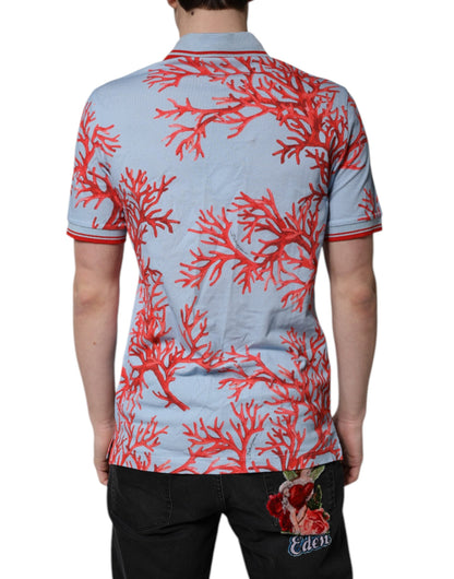 Light Blue Coral Cotton Polo Shirt T-shirt