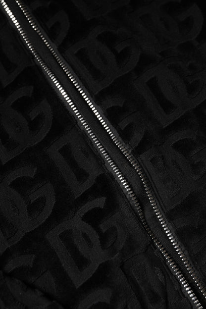 Black Logo Monogram Full Zip Bomber Jacket