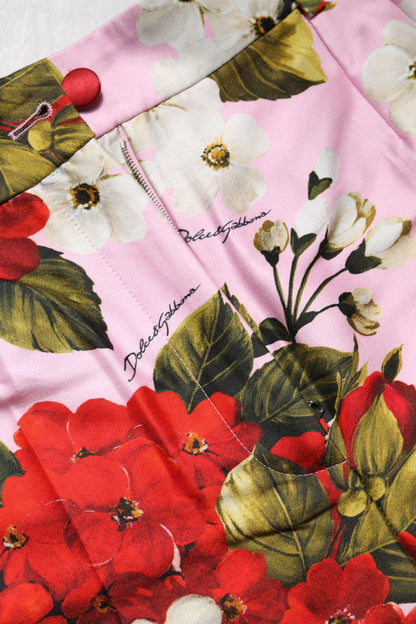 Pink Floral Print High Waist Hotpants Short