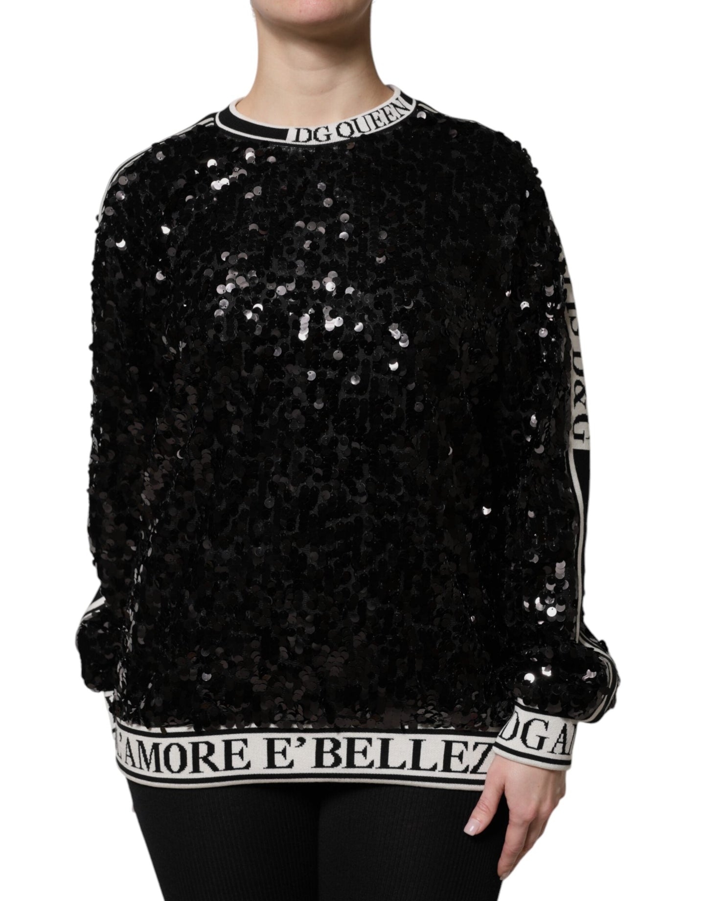 Black DG Queen Sequin Pullover Sweater