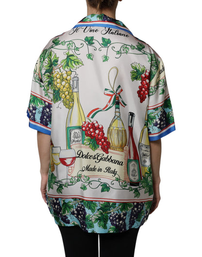 Multicolor Short Sleeve Silk Food Shirt Top