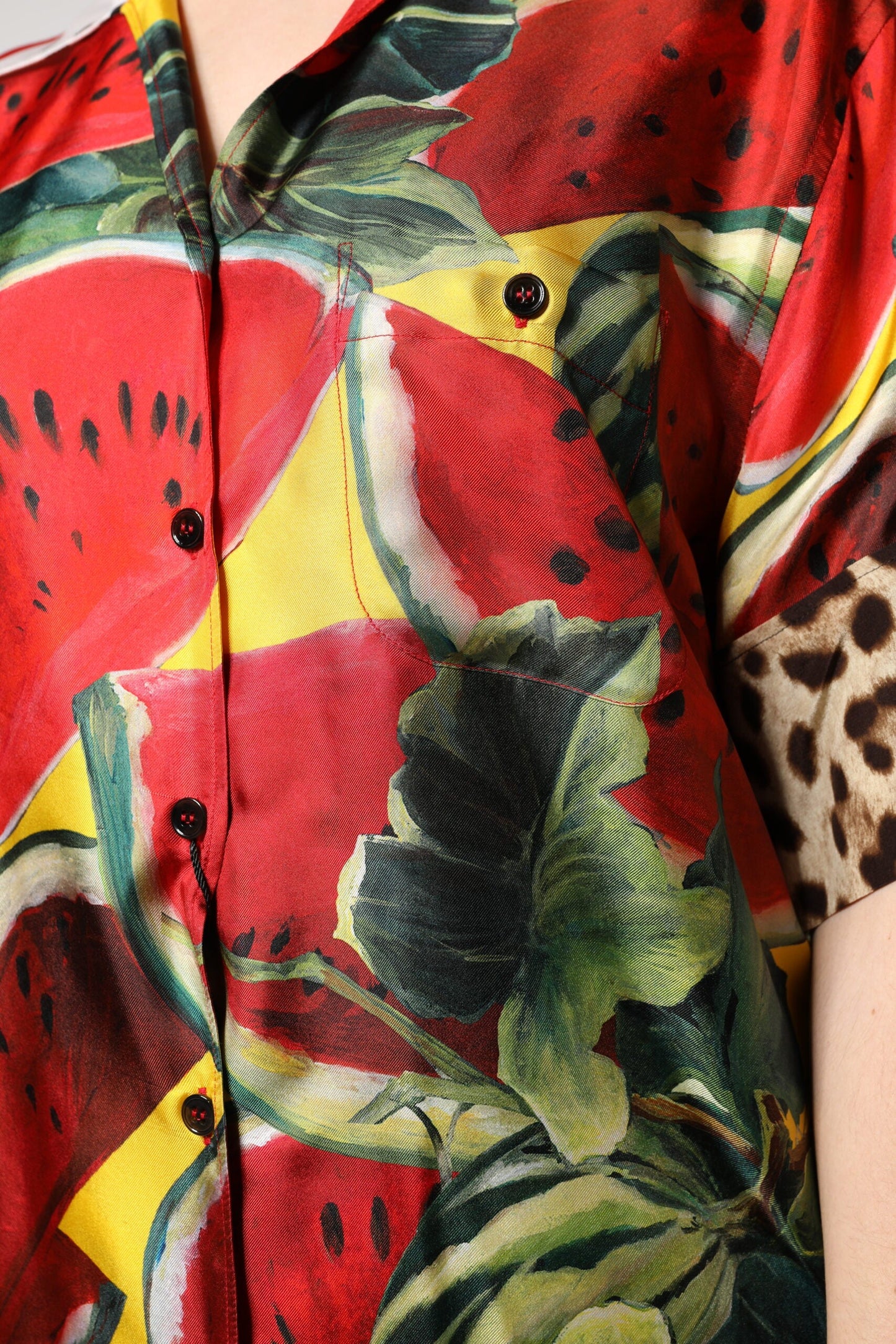 Multicolor Watermelon Collared Shirt Top