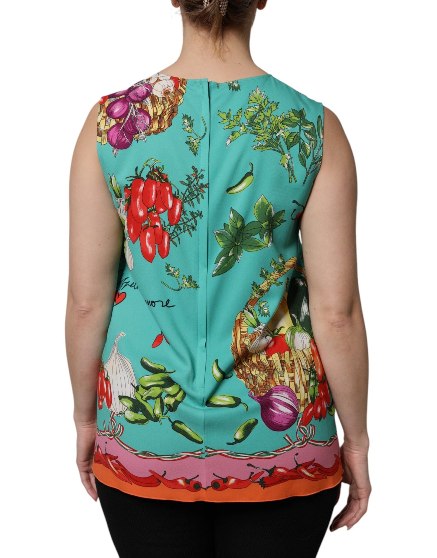 Multicolor Floral Silk Sleeveless Tank Top