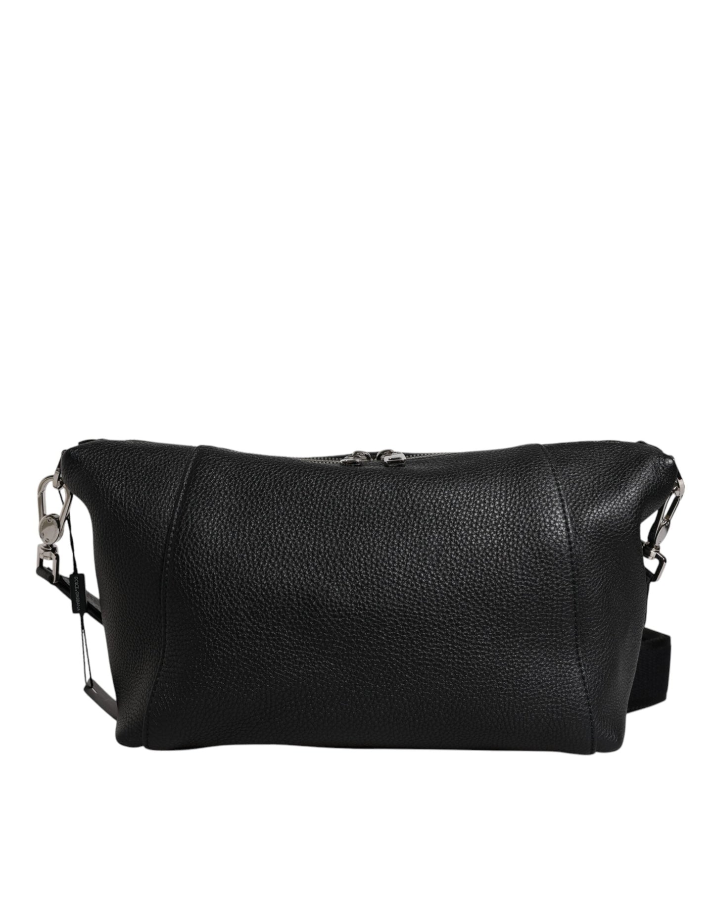 Black Leather Logo Plaque Shoulder Crossbody Bag