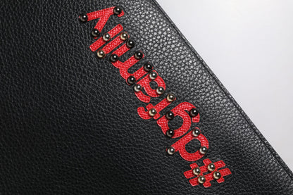 Black #DGFamily Embellished Leather Clutch Bag