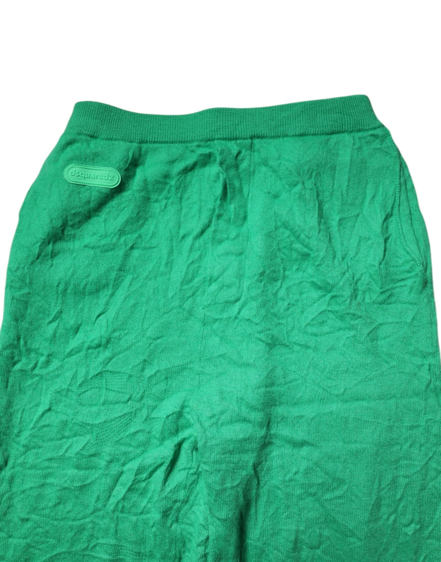 Green Cotton Elastic Waist Men Casual Pants