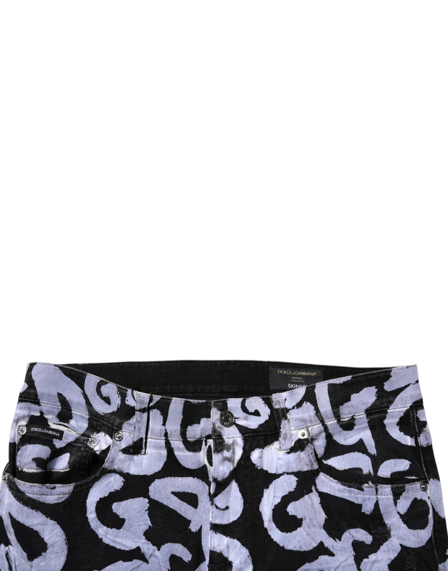 Black Logo Monogram Cotton Skinny Denim Jeans