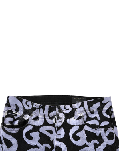 Black Logo Monogram Cotton Skinny Denim Jeans