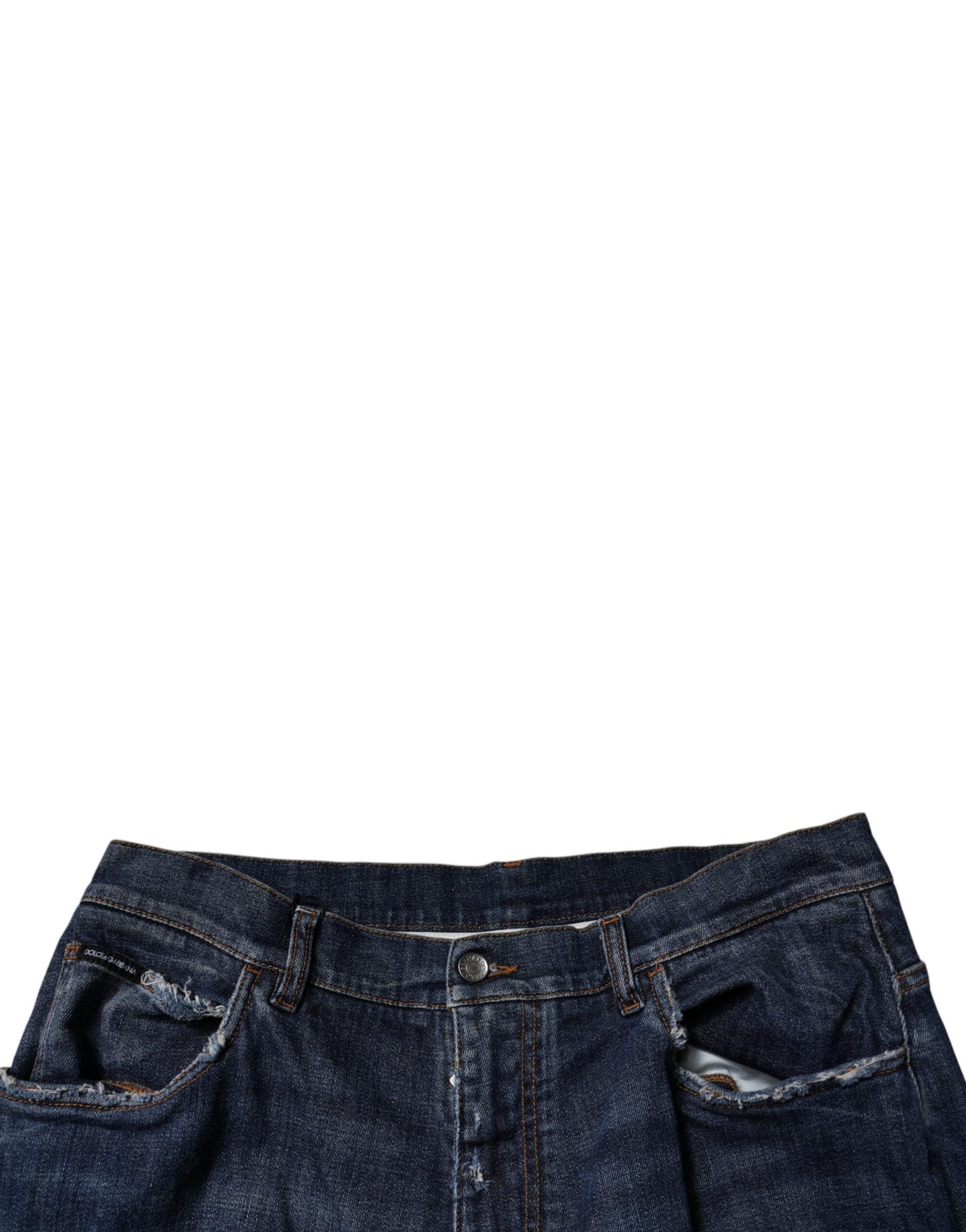Dark Blue Tattered Wide Leg Men Denim Jeans