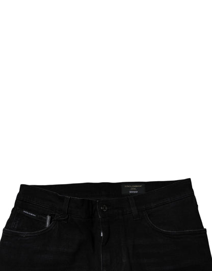 Black Ripped Cotton Skinny Men Denim Jeans