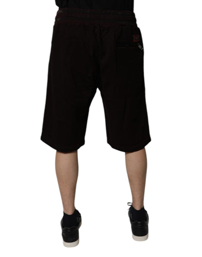 Maroon Cotton Logo Plaque Men Bermuda Shorts