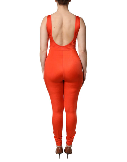 Orange Sleeveless Bodycon Jumpsuit Dress