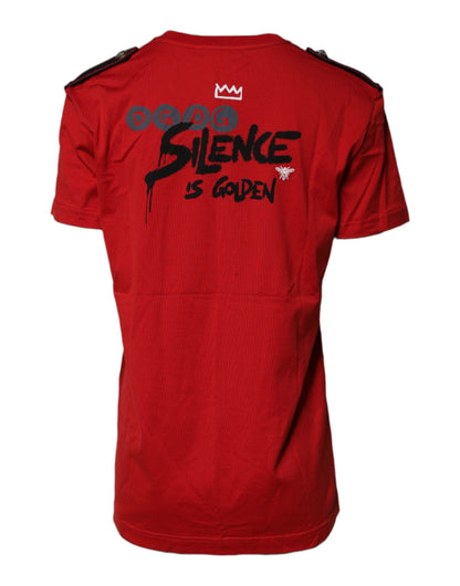 Red Cotton Round Neck Short Sleeves T-shirt