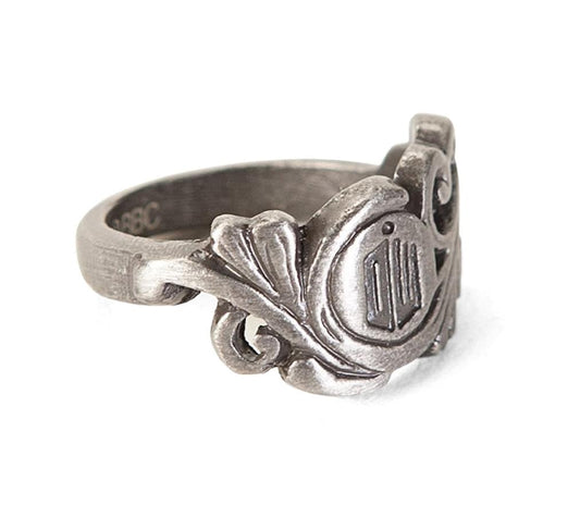 Doctor Who Small Scroll Deco Logo Ring: Size 8