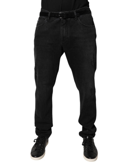 Black Cotton Skinny Men Denim Jeans